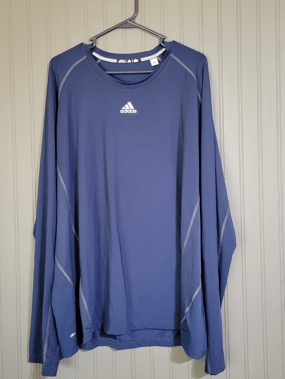 Adidas Long Sleeve Athletic Shirt Climacool Training Crewneck Blue Men's 2XL